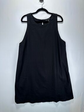 Banana Republic Linen Blend Shift Dress Black Minimalist Effortless Size XL